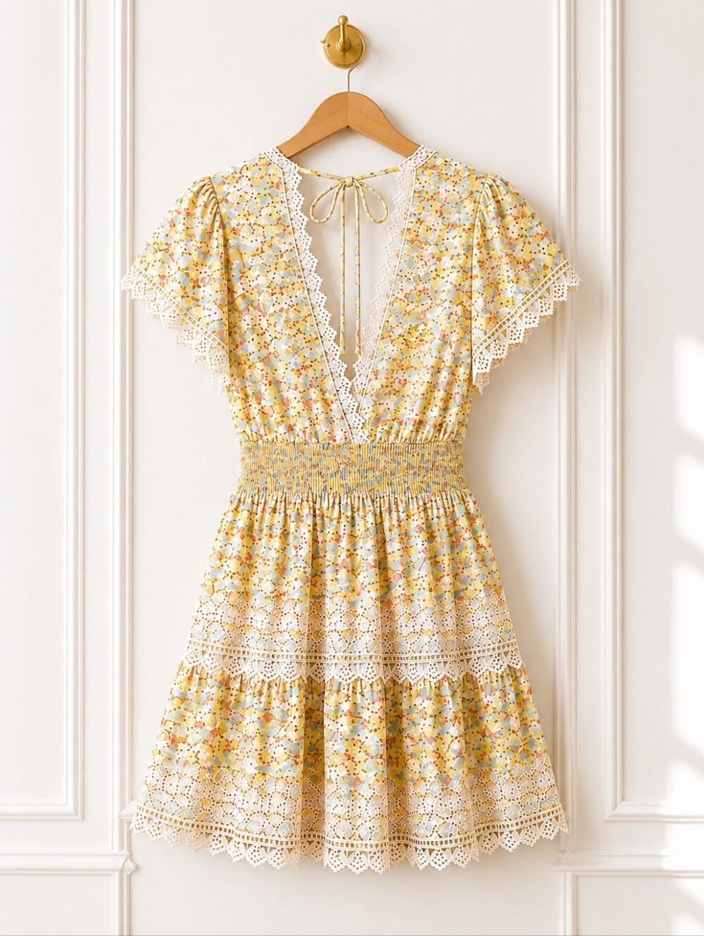 American Eagle Outfitters | NWT Floral Eyelet Mini Dress | Linen Blend | Size M - Picture 6 of 8